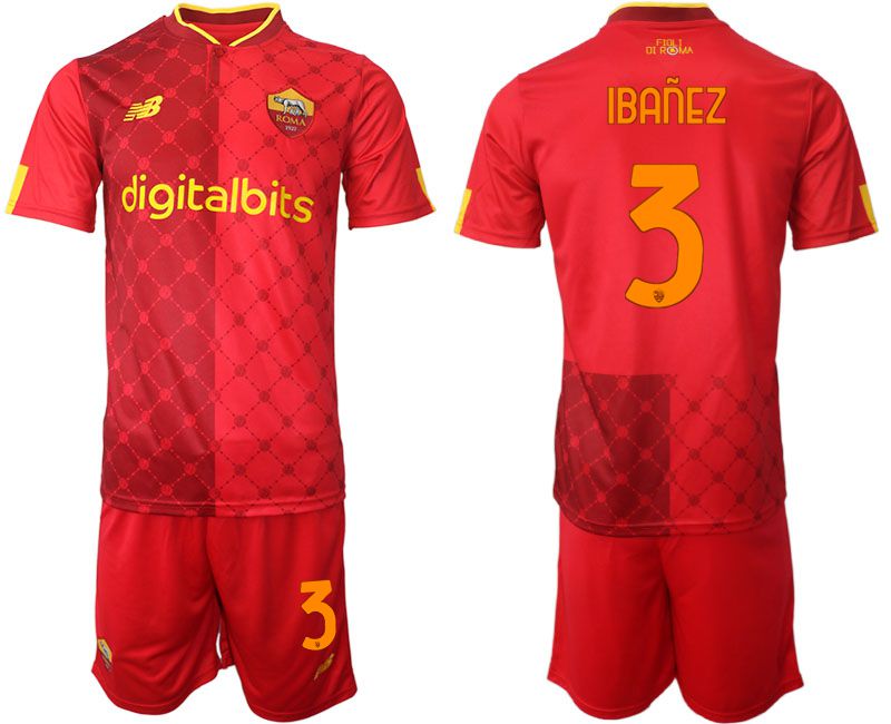Men 2022-2023 Club AS Rome home red #3 Soccer Jersey
